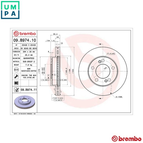 Brake disc b974 11 for - brake,