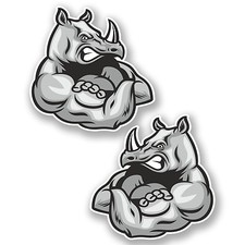 2 x 10cm Angry Rhino Sticker